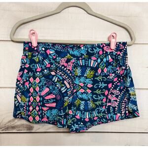 Lilly Pulitzer XS Shorts Stretchy Waist Blue Pink Lizard Print Lightweight Cute!